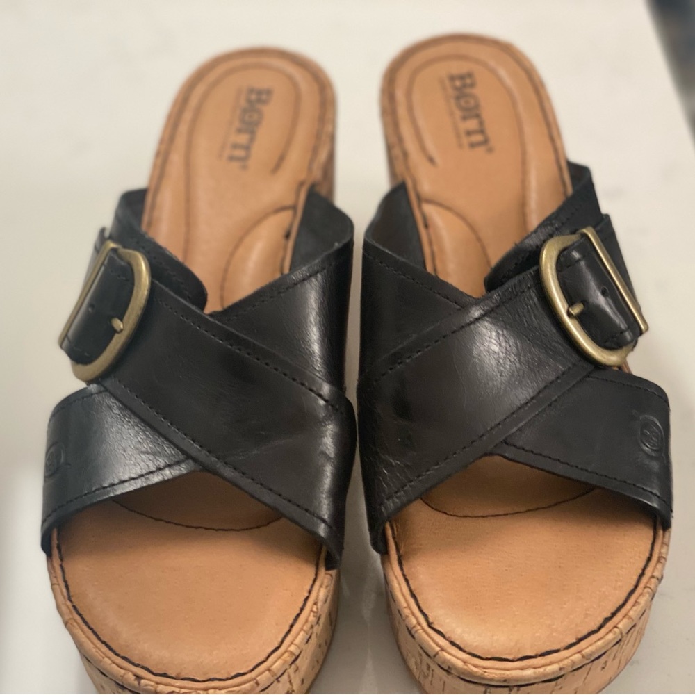 Born wedge black platform sandals